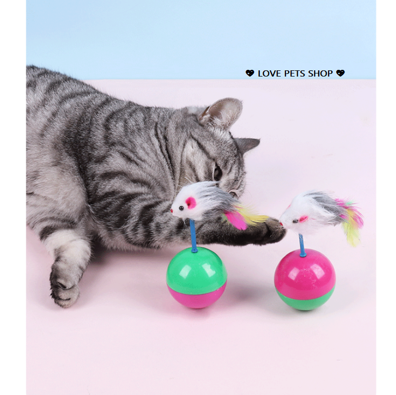 Đồ chơi banh lật đật gắn Chuột cho Mèo, Đồ chơi cho Mèo - Love Pets Shop