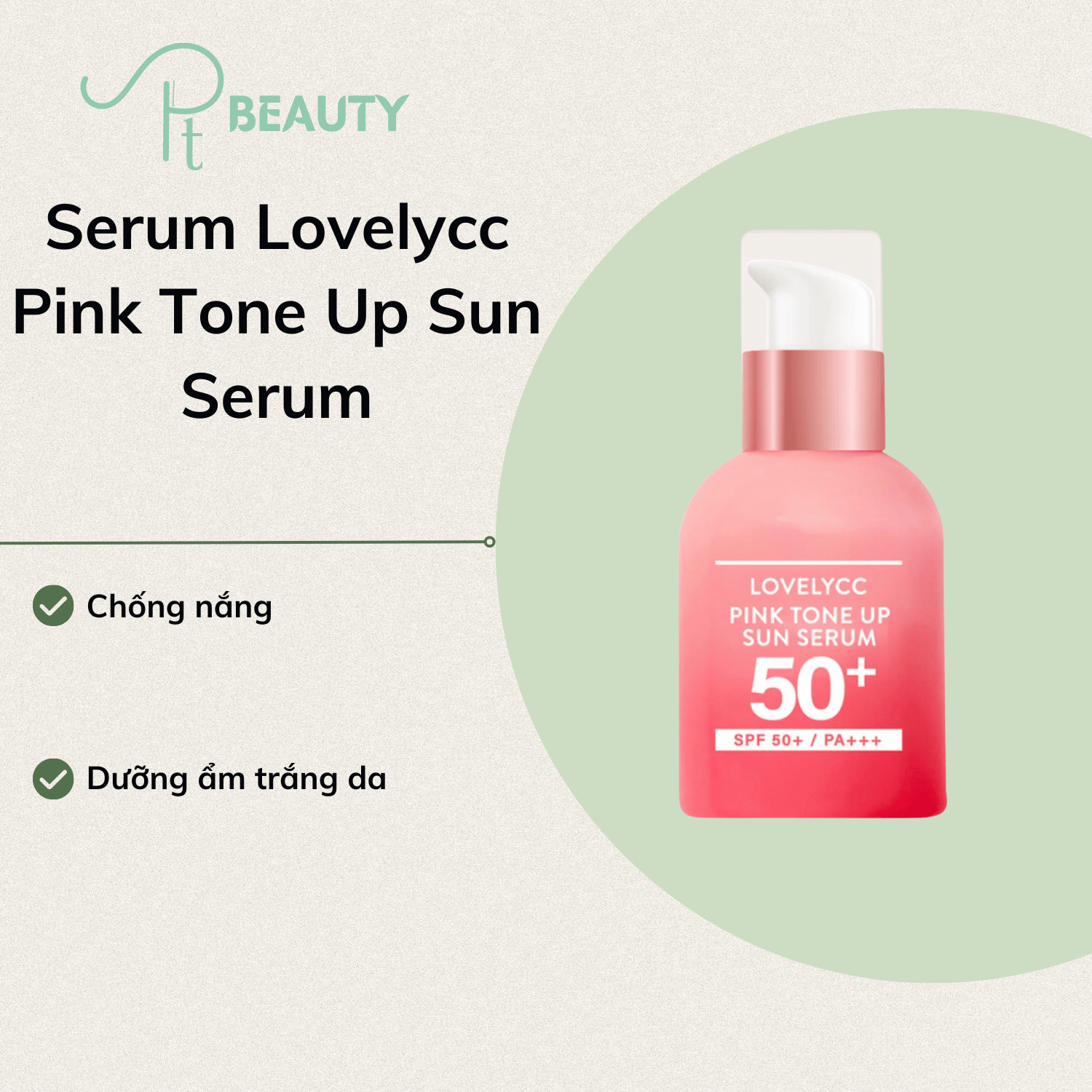Tinh chất chống nắng, dưỡng ẩm lovelycc pink tone up sun serum - hộp hồng 30ml