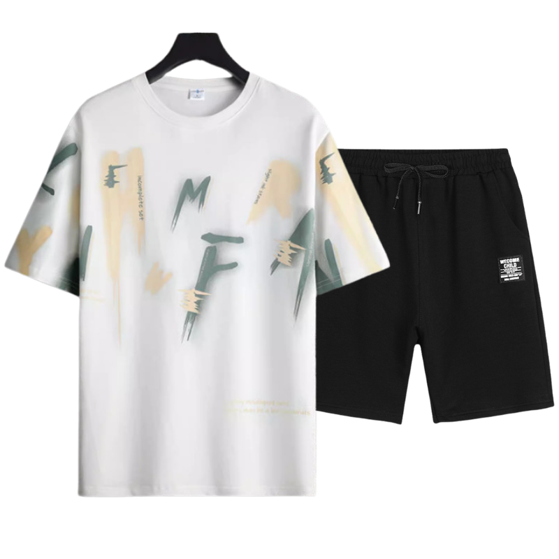 Bộ Đồ Nam Mùa Hè Áo Thun Tay Lỡ Họa Tiết Chữ Vệt Sơn Kèm Quần Short Thể Thao Trang Yodi TOP 273 + SHORT 057