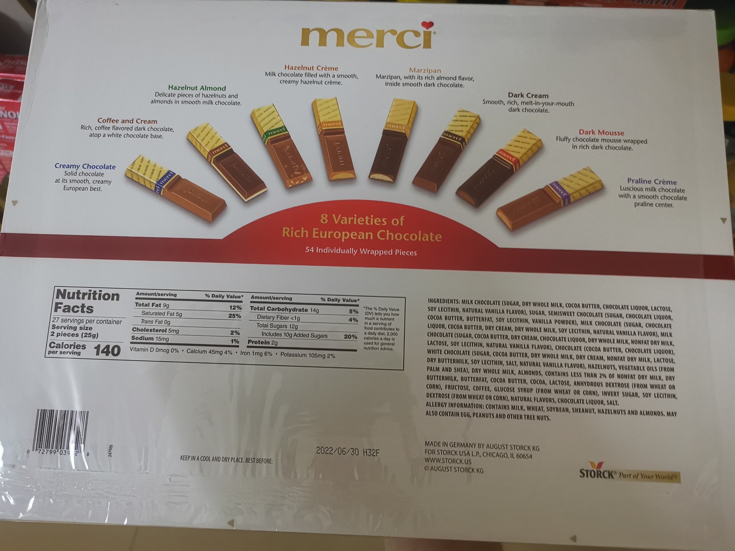 Socola Merci hộp 675g Đức