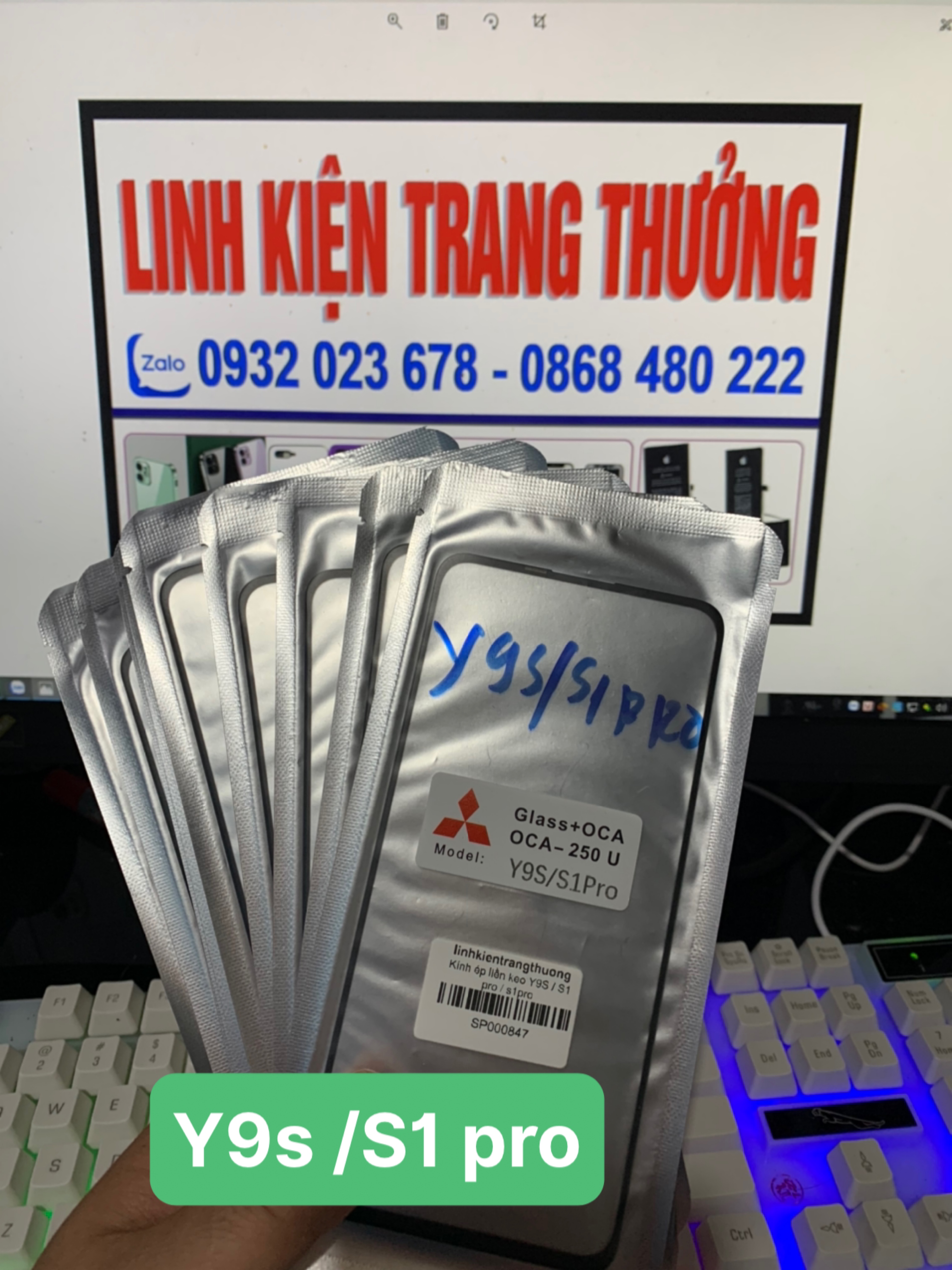 Kính ép liền keo Vivo S1 Pro / Y9s