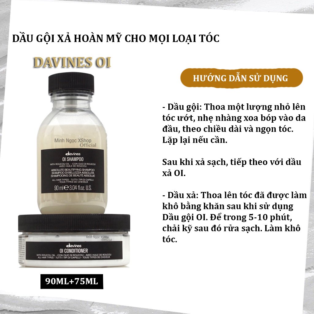 Dầu gội xả hoàn mỹ cho mọi loại tóc Davines Oi 90ML + 75ML