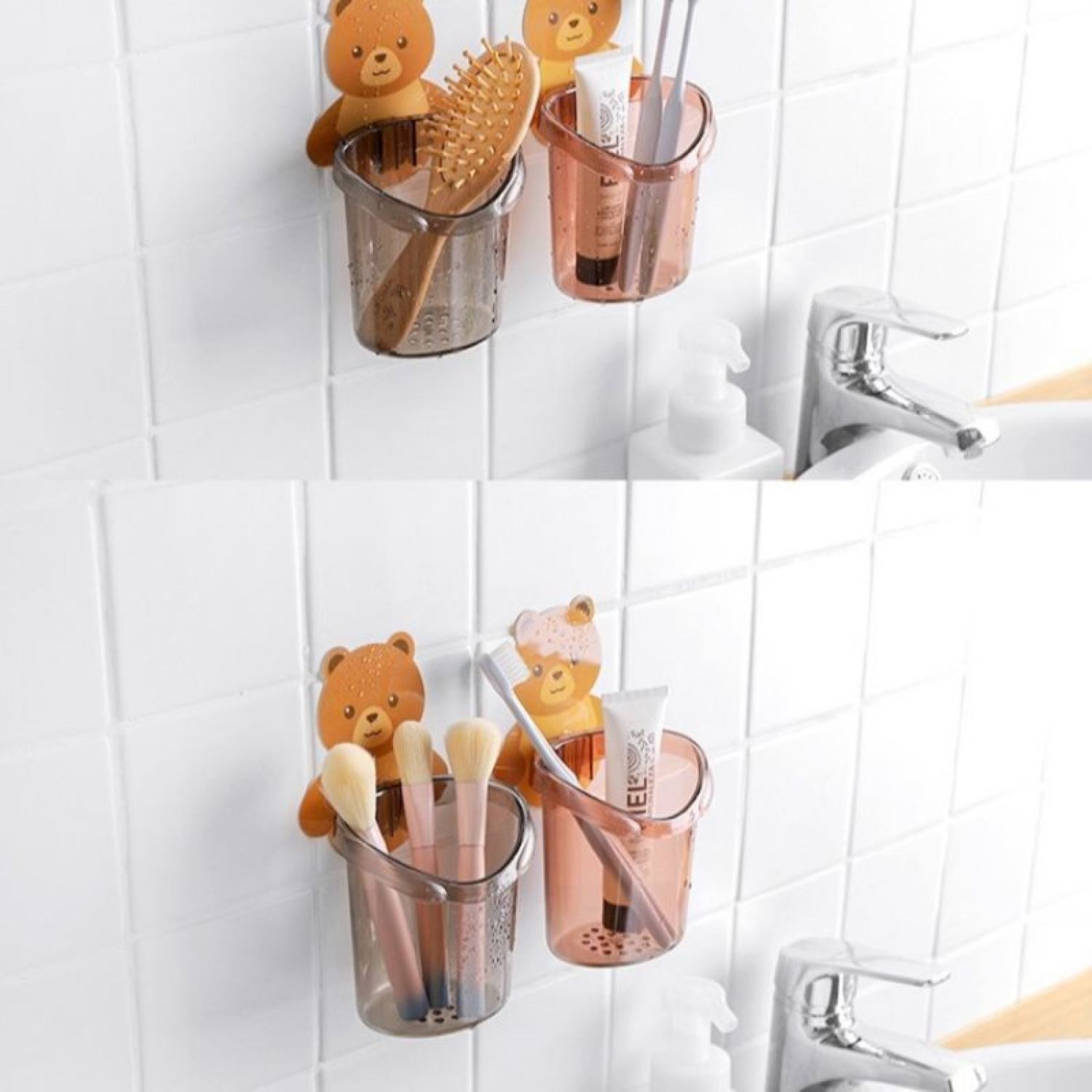 Cốc Gấu Dán Tường Đựng Bàn Chải