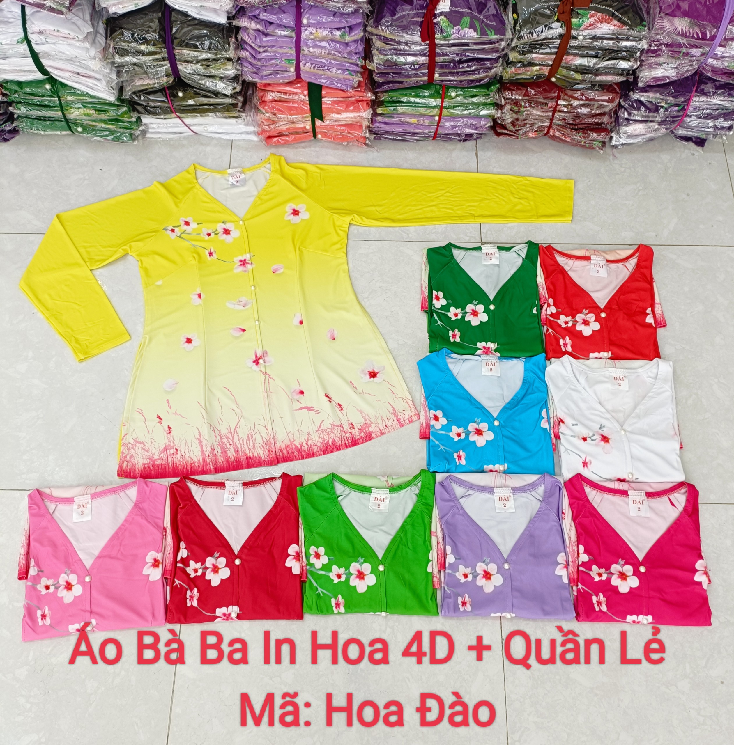 Áo Bà Ba In Hoa 4D - Áo Lẻ (Không Quần)