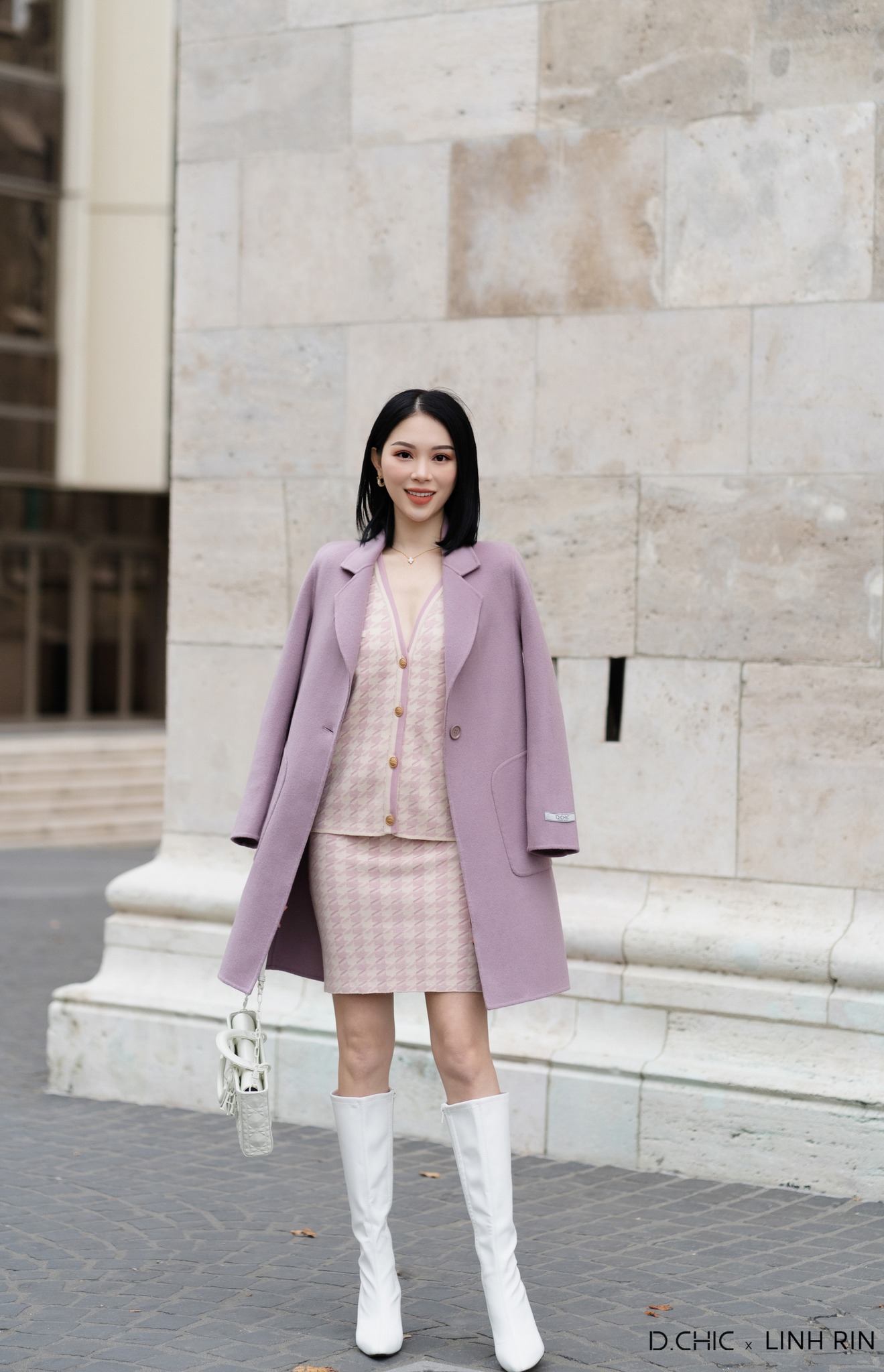 D.CHIC Chân váy len ngắn ôm họa tiết MS: 388021
