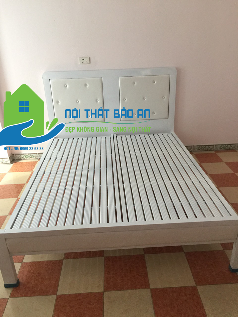 Giường  sắt kiểu hộp kích thước 1m6 dài 2m (1m6x2m) mẫu 03 hàng Việt Nam cao cấp - Nội Thất Đại Thành