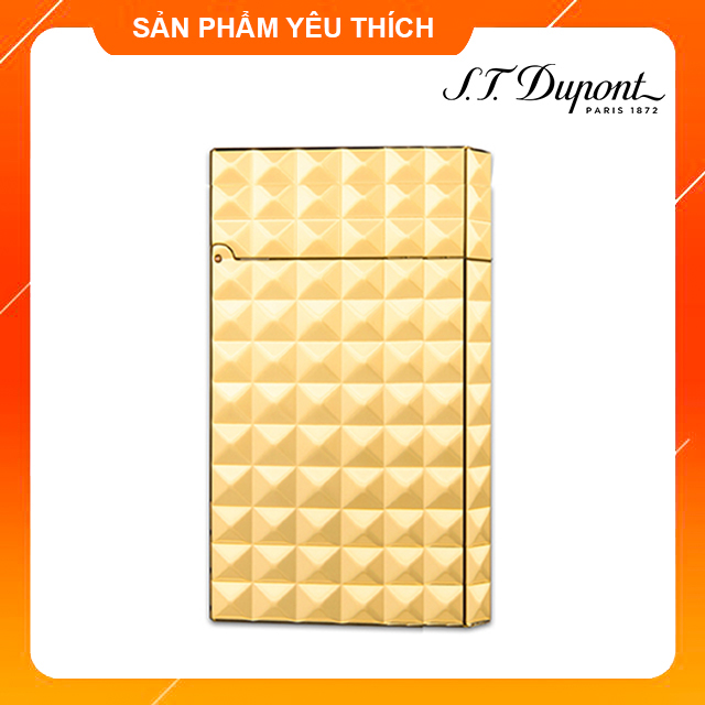 Vỏ Hộp Quẹt Bật Lửa Xăng Đá Dupont Vàng Caro Vân Kim Cương DX02V Tiếng Mở Nắp Hay, Cầm Chắc Tay - Dùng Xăng Bấc Đá Cao Cấp (KHÔNG XĂNG KHÔNG GAS)