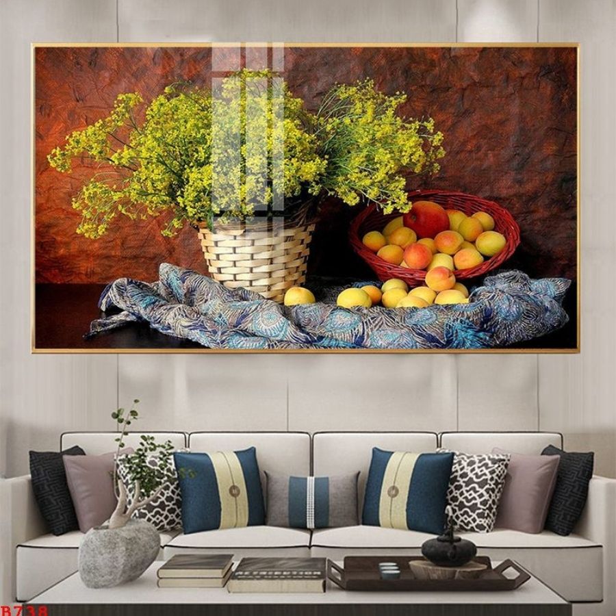 Tranh Laminate Tráng Gương - Tranh Treo Tường Hoa Nghệ Thuật Giả Sơn Dầu 02