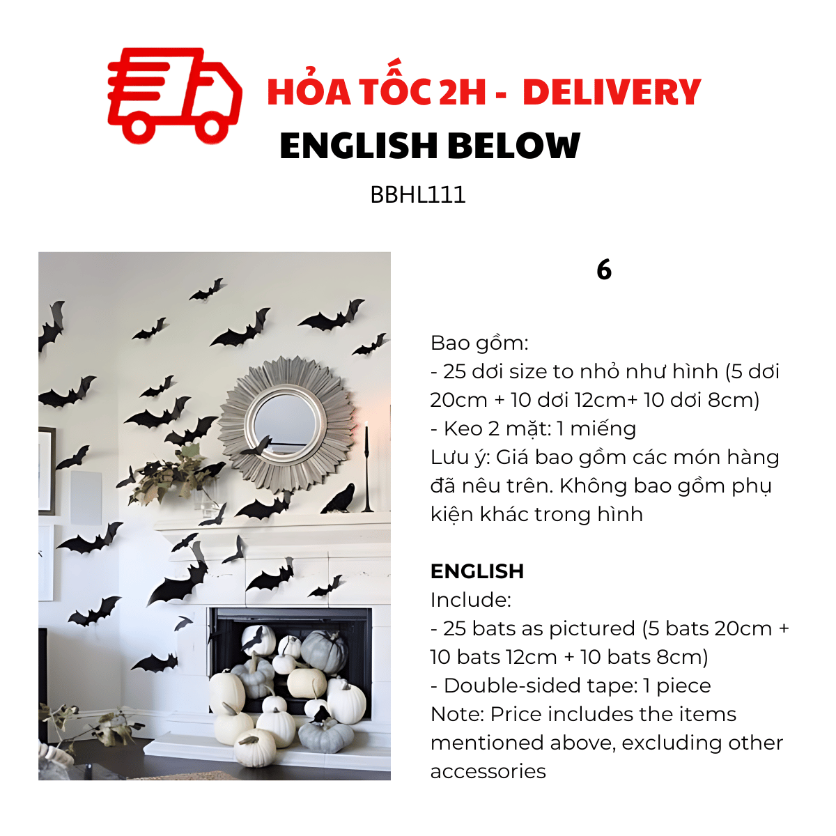 Dơi Trang Trí Tiệc Halloween - Bats For Haloween Decorations, Parties BBHL111