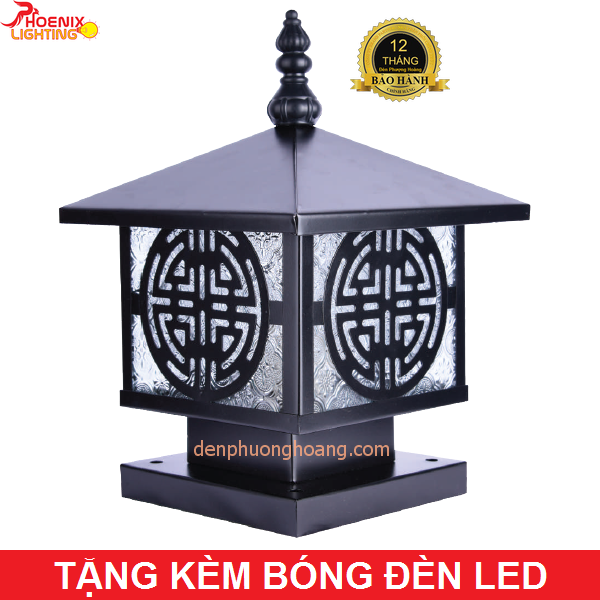 Đèn trụ cổng : Mẫu đèn trang trí ngoài trời PH02A. Bóng LED tiết kiệm điện ánh sáng Trắng/Vàng