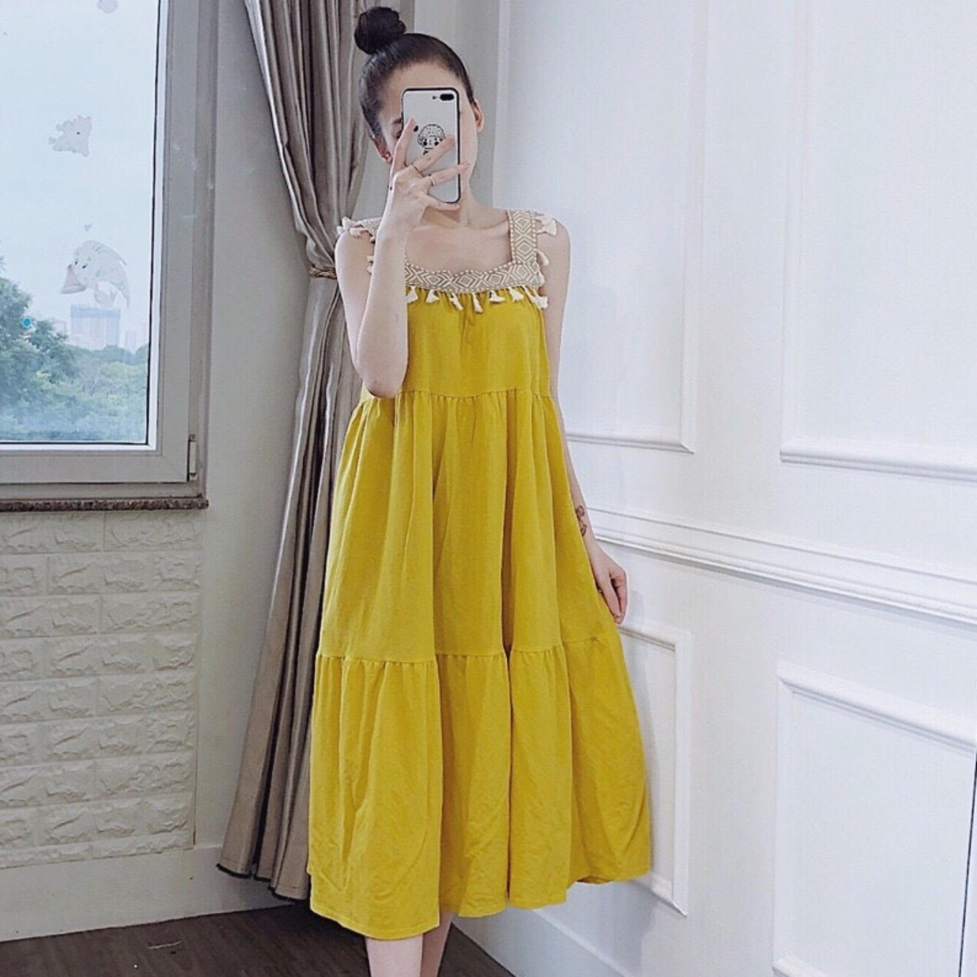 Đầm Bầu Váy Bầu Mùa Hè Dáng Xuông Có Cổ Họa Tiết Hoa Nhí Vintage Dễ Thương Đi Chơi Đi Làm Công Sở HD3056