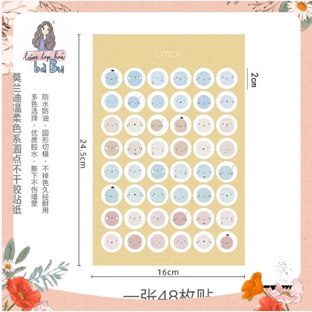 Stickers Chấm Tròn Có Nền Trang Trí Kpop Journal