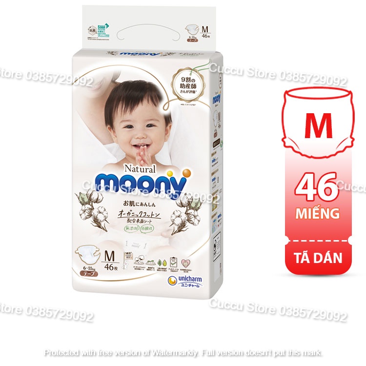 Bỉm/Tã dán Moony Natural M 46pcs  Cuccu Store
