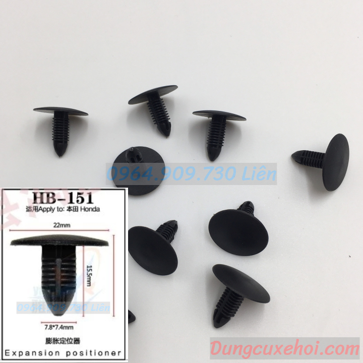 Bộ 20 đinh tán , chốt vít nở vit Nhựa Loại 1 cho xe hơi ôtô honda Nhựa Nylon Polyme AHB151