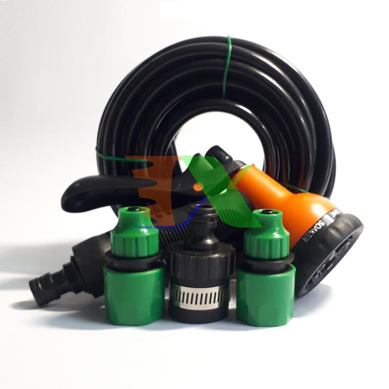 Bộ vòi xịt nước tưới cây, rửa xe 8 trong 1 + 15m dây 8/11, Vòi xịt rửa xe đa năng giá rẻ, Tưới rau