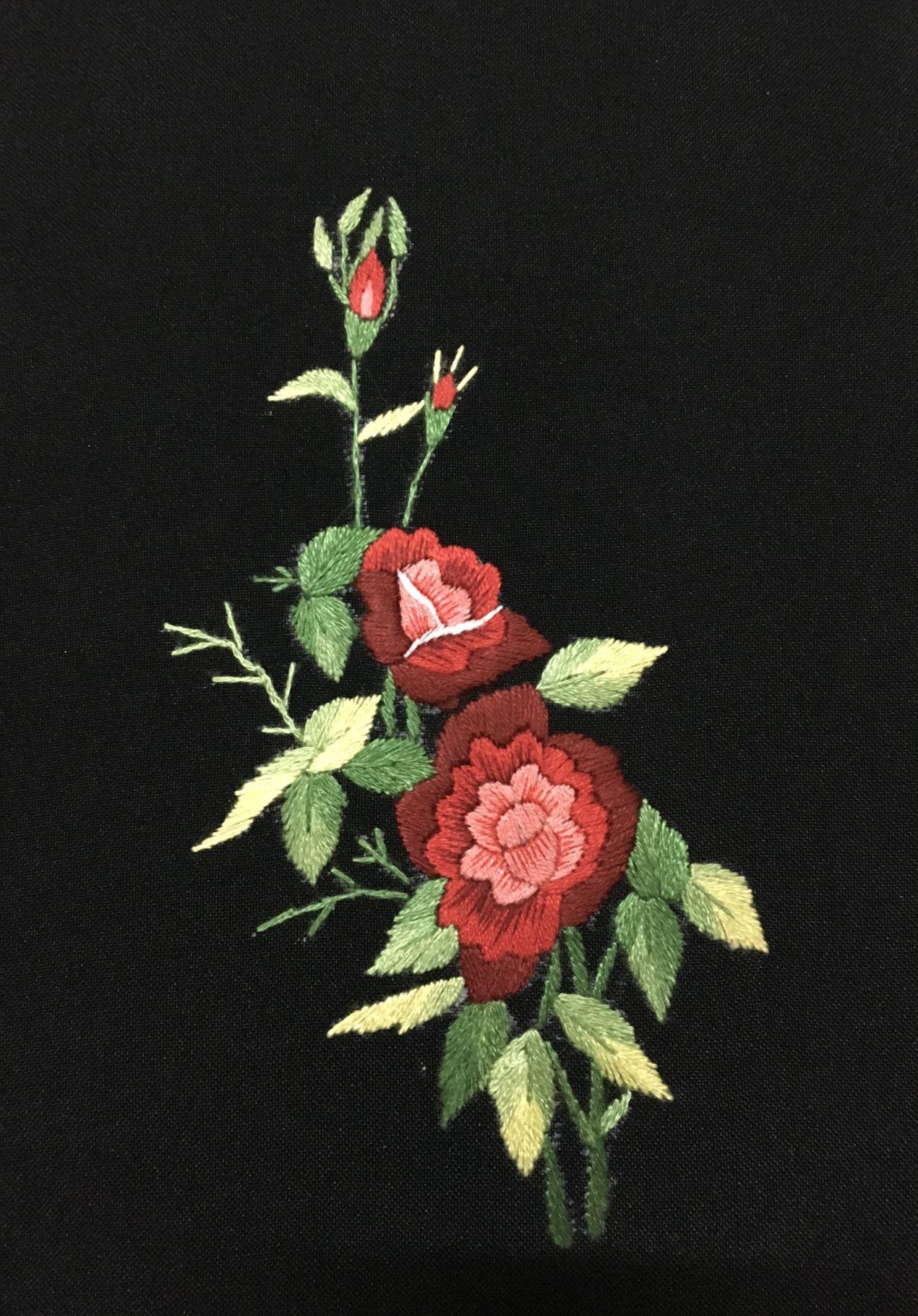 Tranh thêu tay hoa hồng hoàn thiện giá rẻ 20x25cm-HOA008