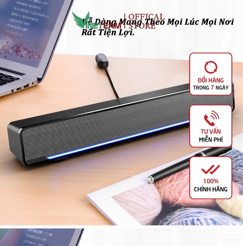 Loa vi tính siêu trầm sada v-196 có dải đèn led cao cấp thích hợp với cả tivi laptop điện thoại -dc4890