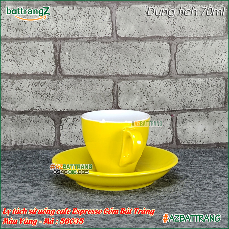 [70ML] Ly tách sứ cafe Espresso màu Vàng gốm Bát Tràng