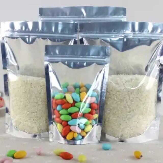 1kg túi zip bạc 1 mặt trong 1 mặt bạc