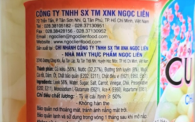 [Lọ 390g] CỦ KIỆU NGÂM CHUA NGỌT [VN] NGỌC LIÊN Pickled Leek