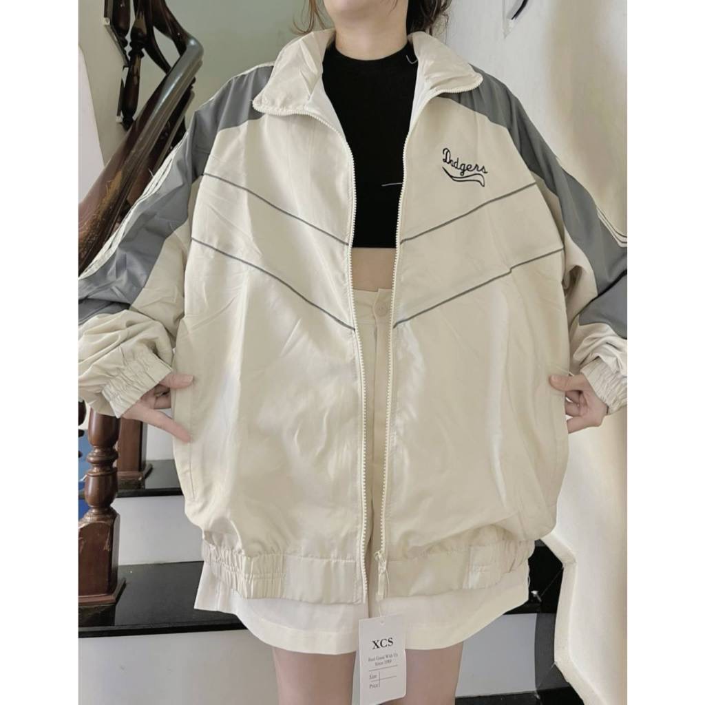 Áo khoác dù logo thêu doged phối 2 màu siêu trẻ trung, áo khoác dù unisex nam nữ qa20