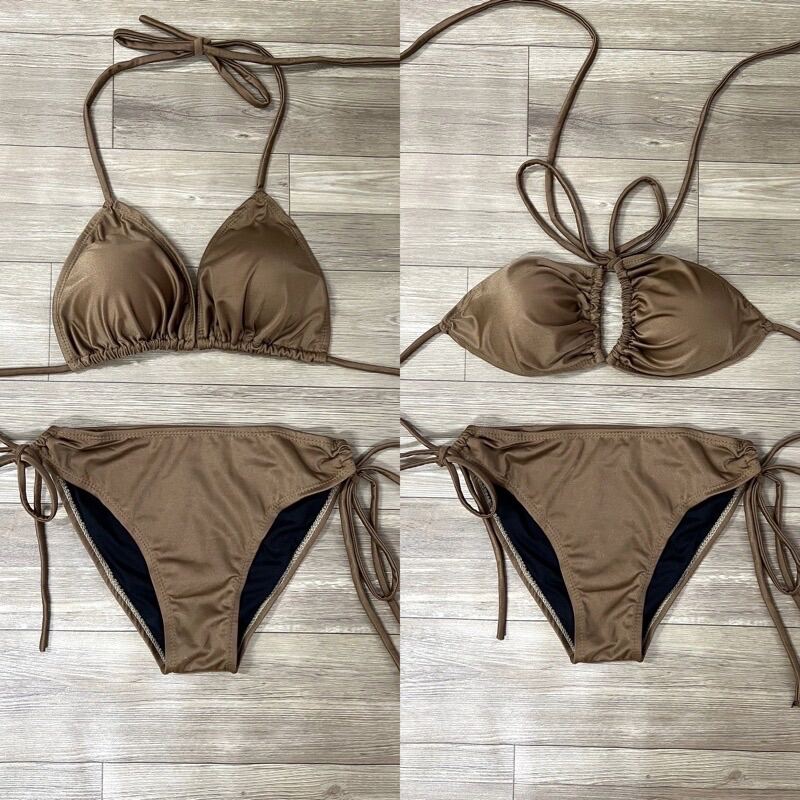 Bikini basic màu nâu tây.
