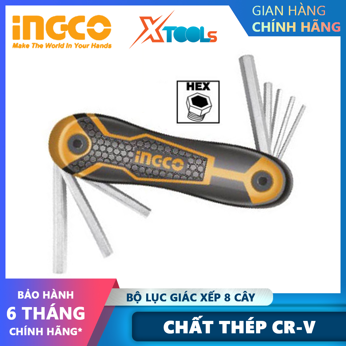 Ingco hhk14081 8 PCs hex socket head set 2-8mm CR-V open Cape xtools