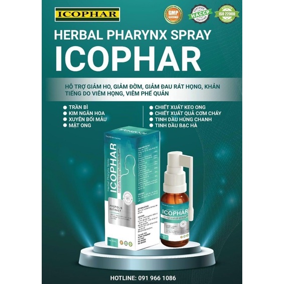 Xịt Họng Thảo Dược ICOPHAR Chai 30ml