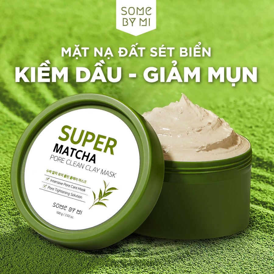 Mặt nạ đất sét dưỡng da và làm sạch lỗ chân lông some by mi super matcha pore clean clay mask 100g