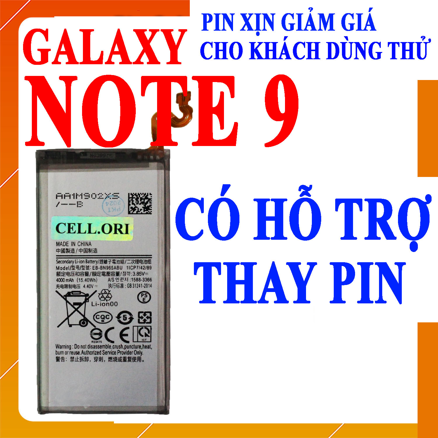 Pin scud cho samsung galaxy note 9 eb-bn965abu dung lượng 4000mah