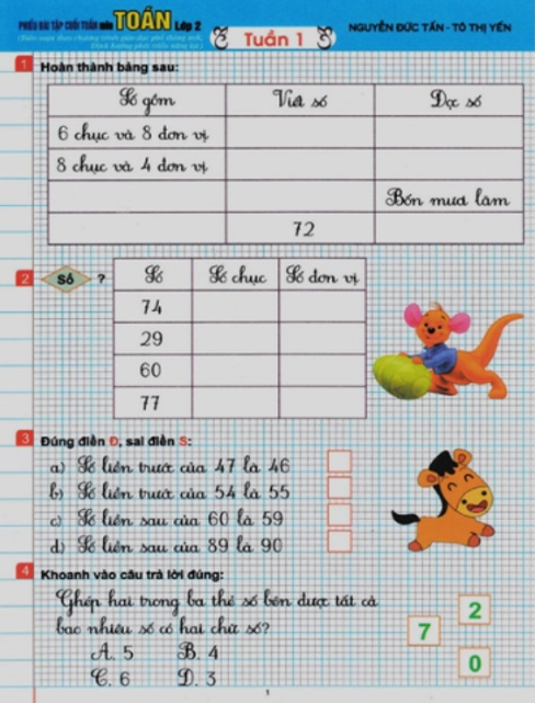 Sách - phiếu bài tập cuối tuần môn toán lớp 2