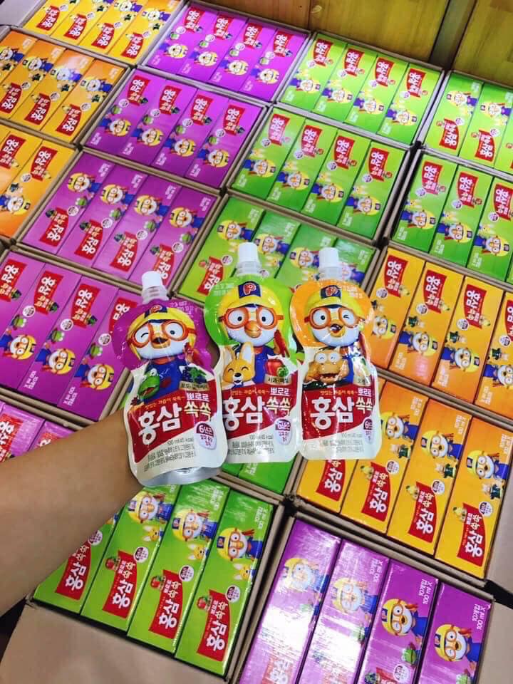 NƯỚC HỒNG SÂM PALDO PORORO HÀN QUỐC (HỘP 10 TÚIx100ml)