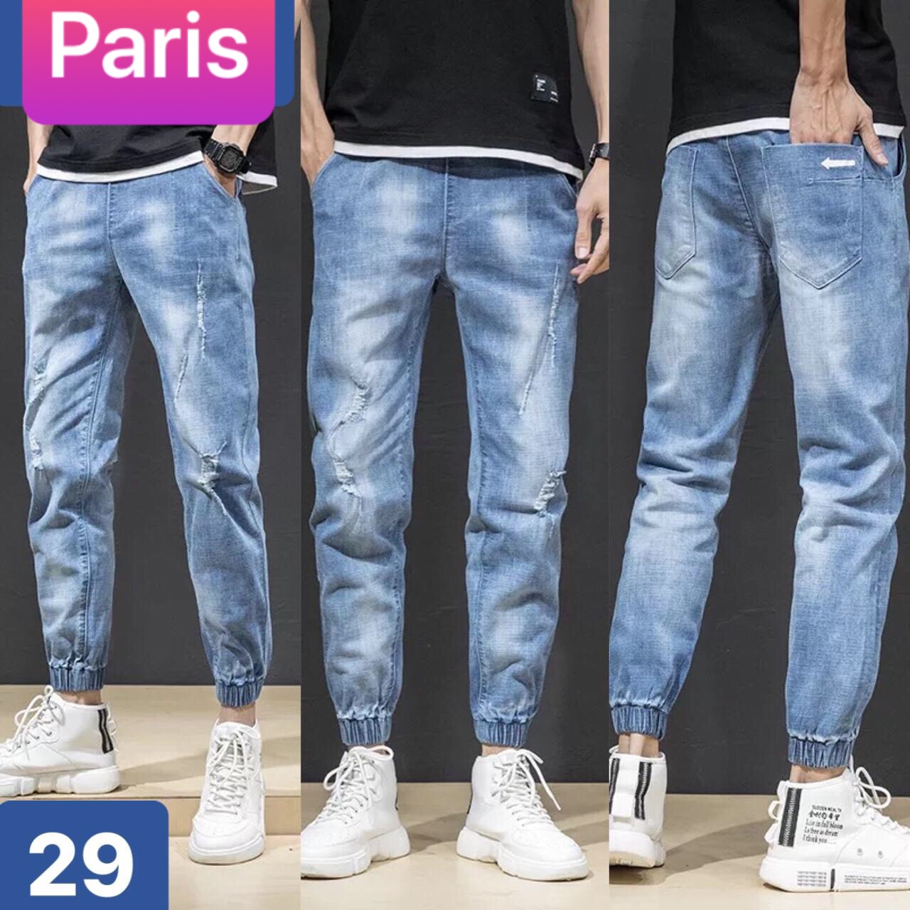 QUẦN BAGGY JEAN NAM CHẤT BÒ ỐNG TÚM HÈ HÀN QUỐC NEW TREND DB-29 - PARIS FASHION