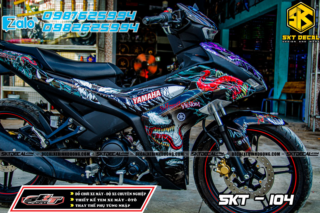 tem trùm exciter 155 đen đỏe bạc venom