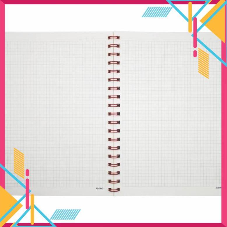 Sổ KLONG Caro Math Notebook lò xo kép B5 bìa nhựa 200tr 72,4g fo kem; MS: 299