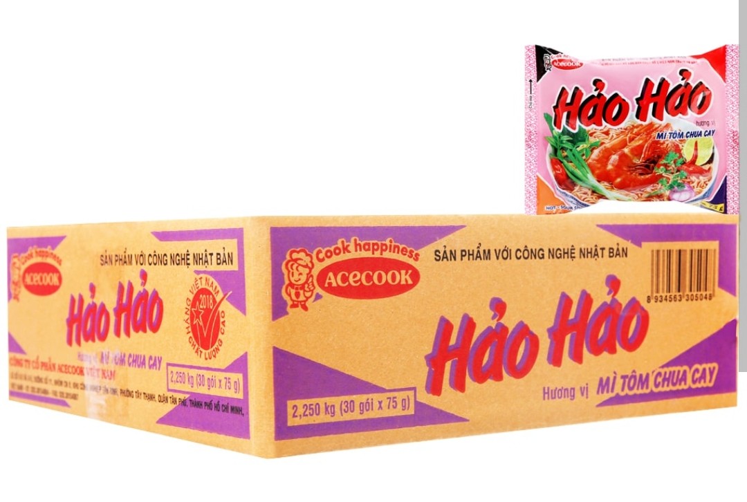 [HCM] Instant Noodles Hao Hao Noodles Spicy and Sour Shrimps Box of 30 Packs (1 pack of 75g)