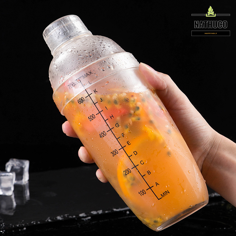 Bình lắc Shaker nhựa, dụng cụ pha chế lắc đồ uống