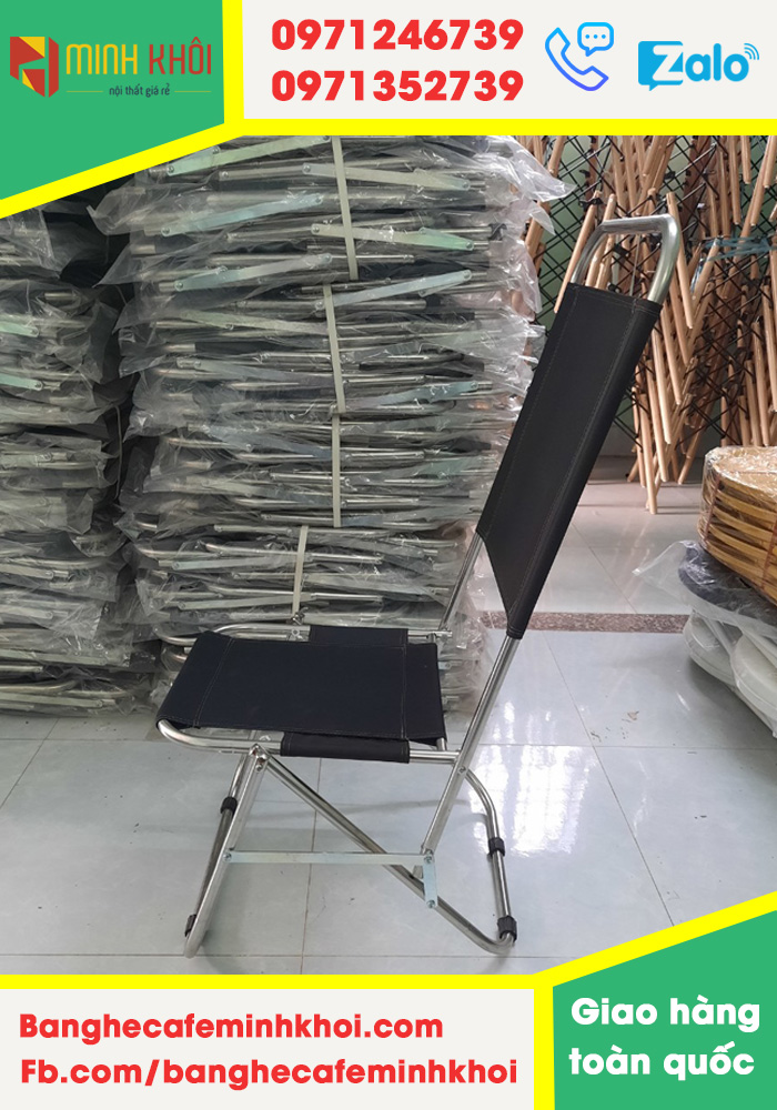 Ghế xếp cafe, ghế xếp inox LƯNG CAO giá rẻ