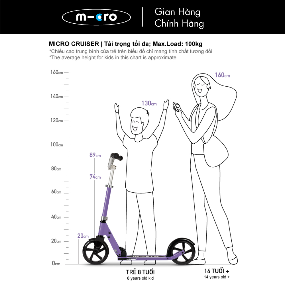 Micro Scooter - Xe trượt bánh lớn Micro Cruiser
