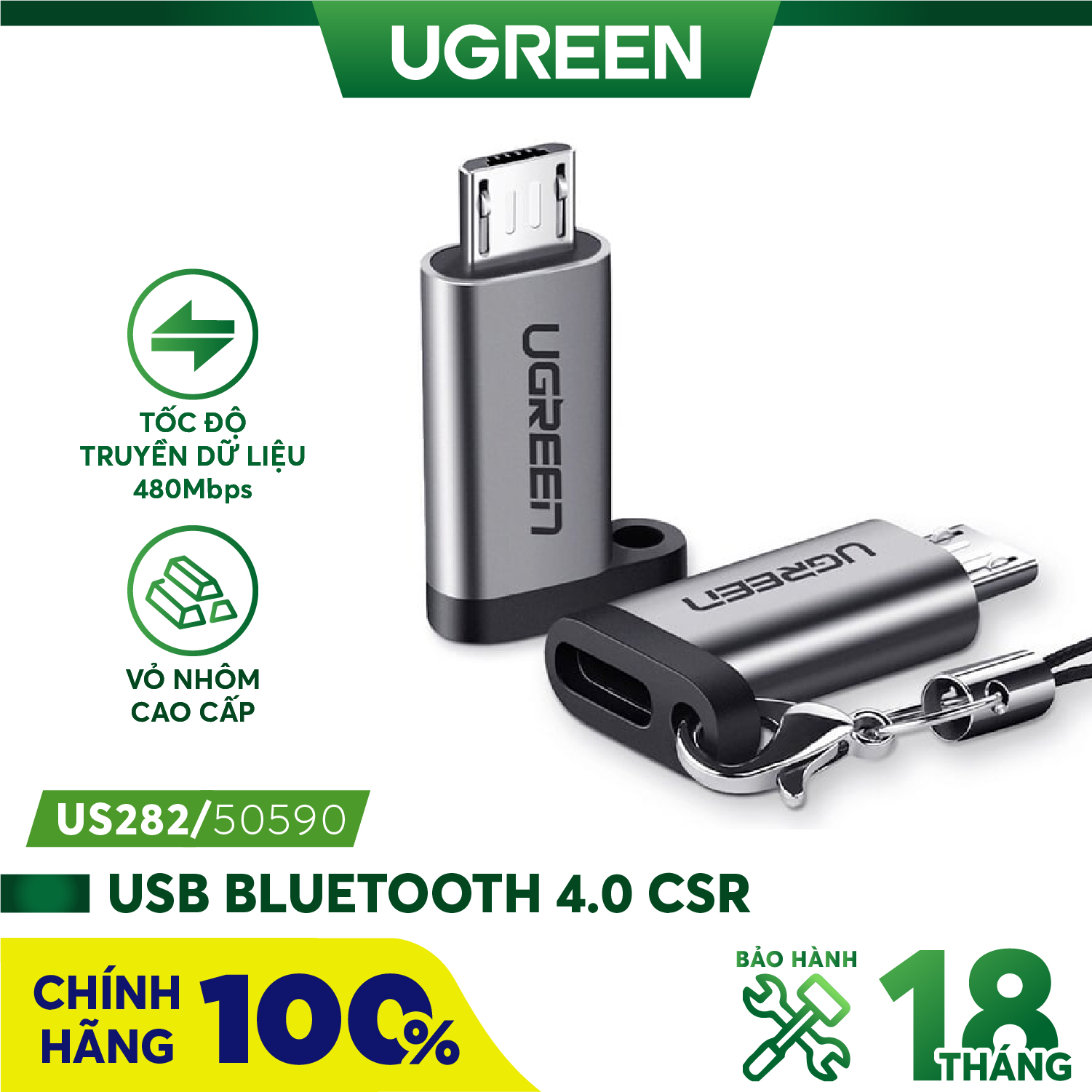 Đầu chuyển đổi micro usb to usb type-c ugreen 50590 cao cấp