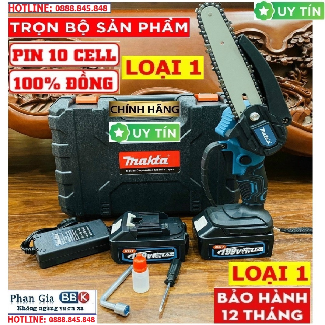 Máy cưa xích mini lam dài 20cm - chân pin makita phổ thông