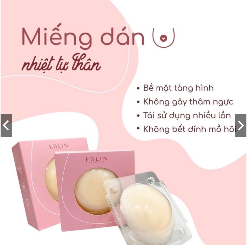 Miếng dán ngực silicon nhiệt tự thân EBLIN dán ti siêu mỏng ôm khít