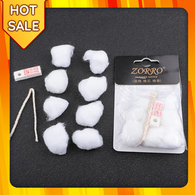 Phụ Kiện 3 Món Chuyên Dụng Dùng Cho Bật Lửa Hộp Qụet Zippo Bao Gồm Bông Tim Bấc Chặn Xăng