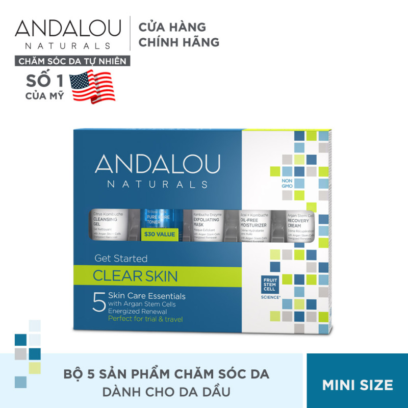 Bộ Sản Phẩm Chăm Sóc Cho Da Dầu Andalou Naturals Clear Skin Get Started Kit giá rẻ