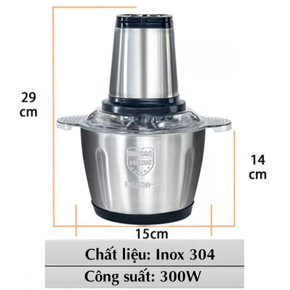 Máy Xay Thịt Xay Thực Phẩm Đa Năng Cối 2L Dao 4 Lưỡi
