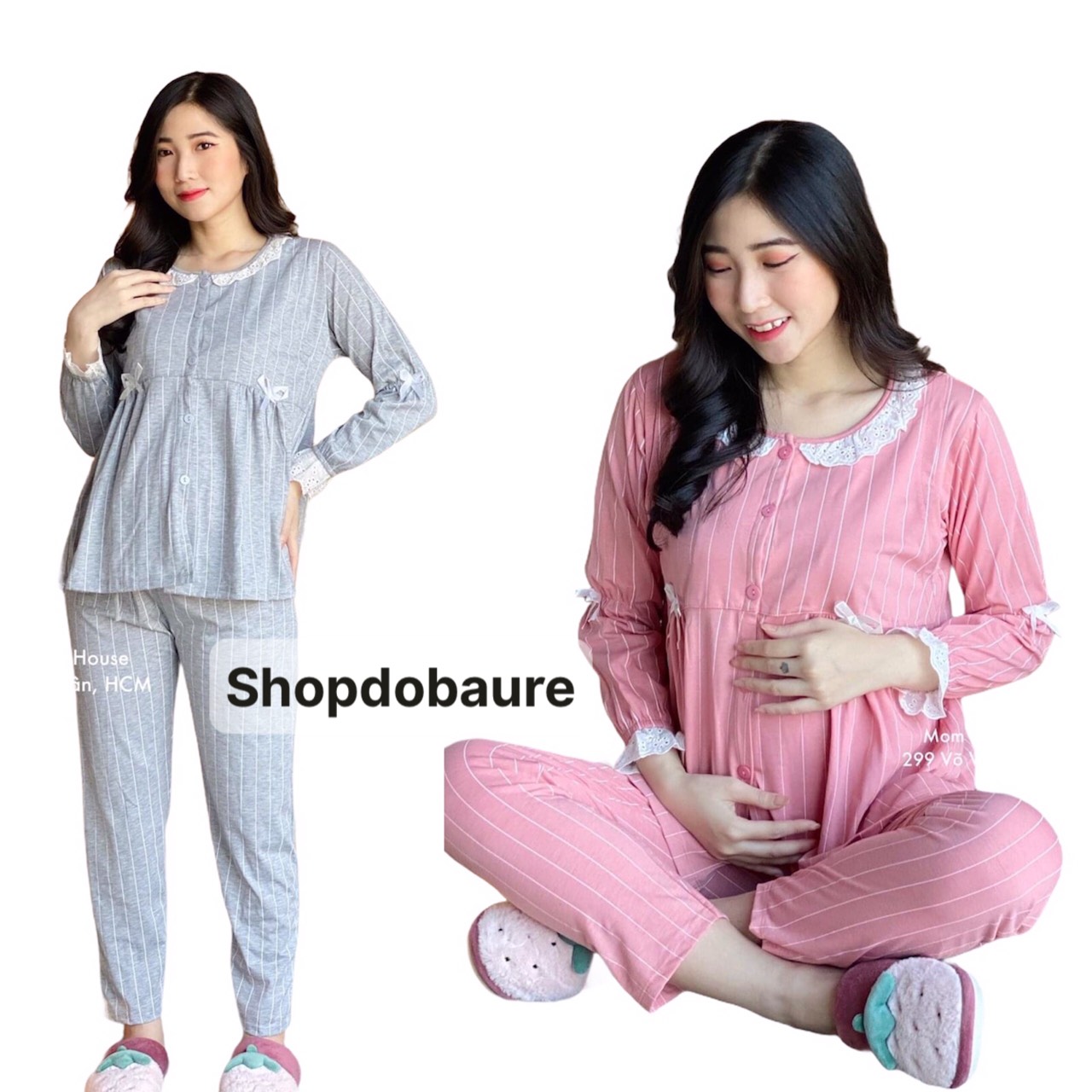 [Hoàn Tiền 6%] Bộ bầu và sau sinh cotton dài tay