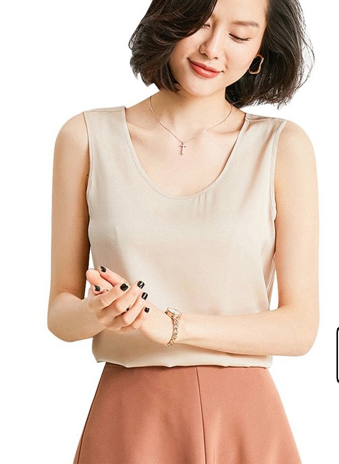 Áo sát nách, Áo balo nữ cổ tròn chất lụa cao cấp phong cách Hàn Quốc