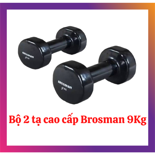 Tạ tay 9kg Brosman nhập khẩu (Bộ 2 cái tạ sắt 9kg màu đen)