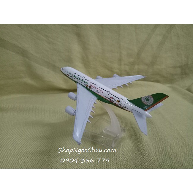 Mô hình máy bay A380 Eva Air - Hello Kitty 16cm green