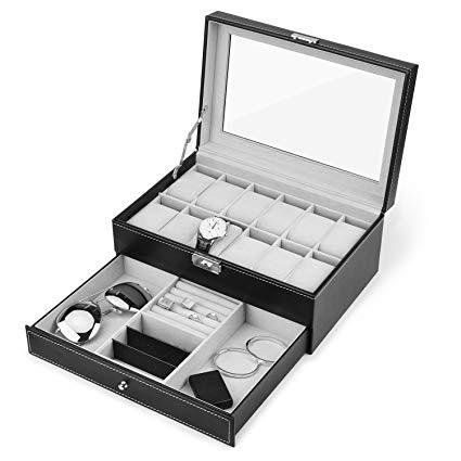 Khay đựng đồng hồ, kính mắt, trang sức chống xước cho nam và nữ, thiết kế 2 tầng , khay dung dong ho, kinh mat, trang suc chong xuoc cho nam va nu, thiet ke 2 tang